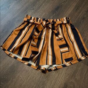 SHEIN Navy and Tan Striped Shorts